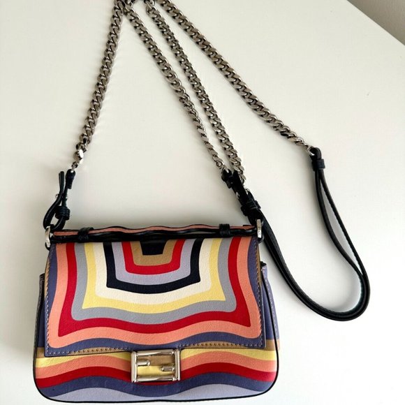 FENDI Leather Wave Shoulder Crossbody Bag in Rainbow Multicolor - Picture 1 of 11